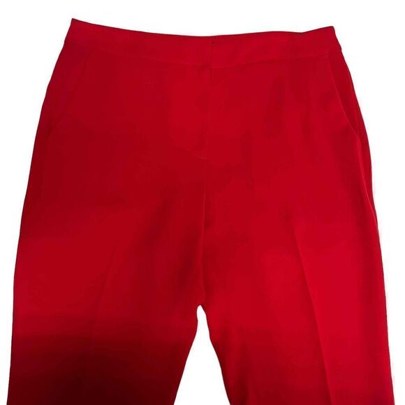 Lafayette 148 New York Clinton Cuffed Pants Red Creased Trousers Size 6 - Picture 5 of 16